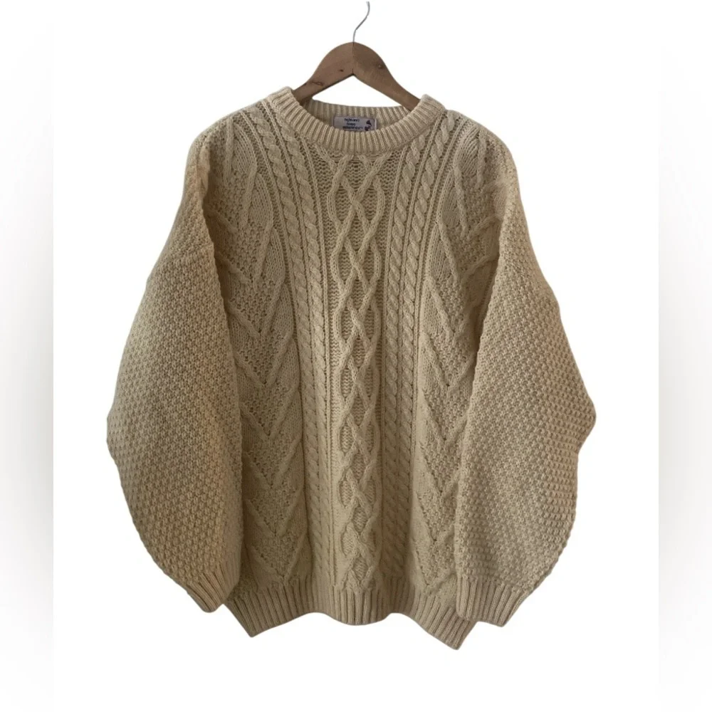 HIGHLAND HOME INDUSTRIES Scottish Wool Cable Knit Sweater  size XL fisherman